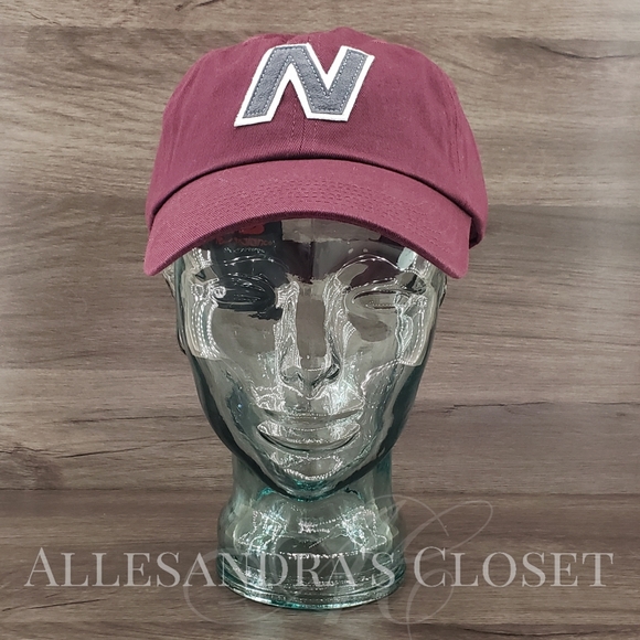 BUNDLE - 2 New Balance Hats Caps Snapback 6 Panel V990 Block N - Navy & Burgundy - Picture 3 of 13
